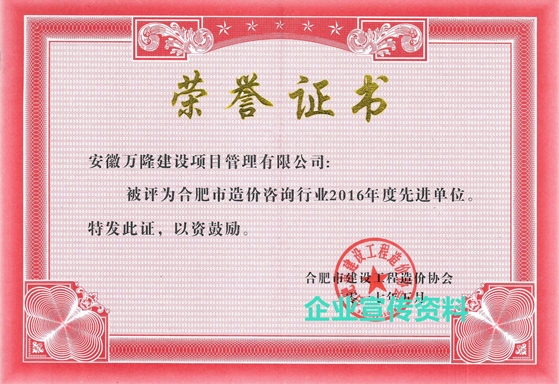 合肥市建設工程造價協會先進單位